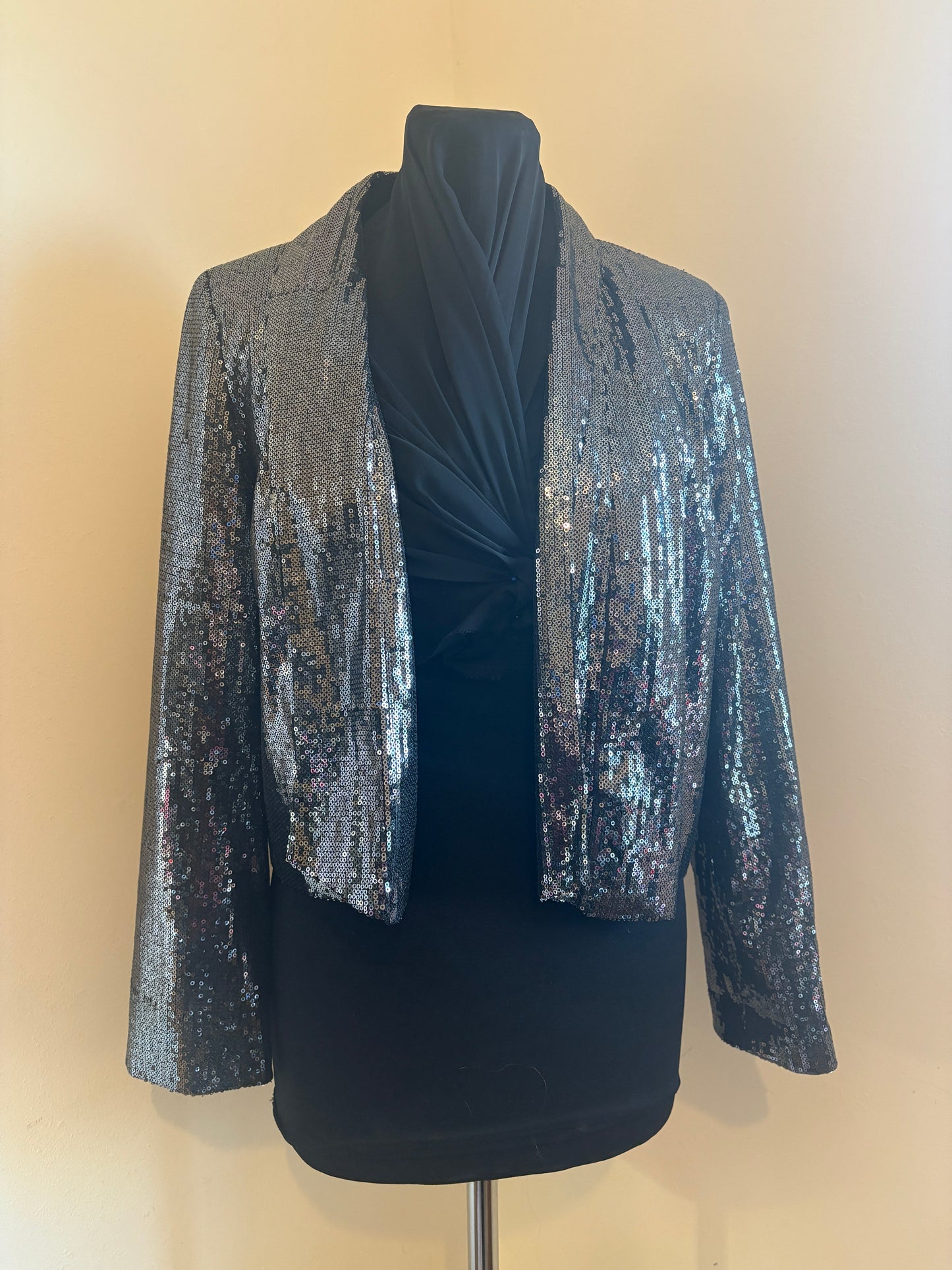 Silver Paraphrase Sequin Cropped Blazer
