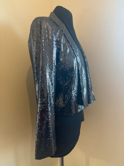 Silver Paraphrase Sequin Cropped Blazer