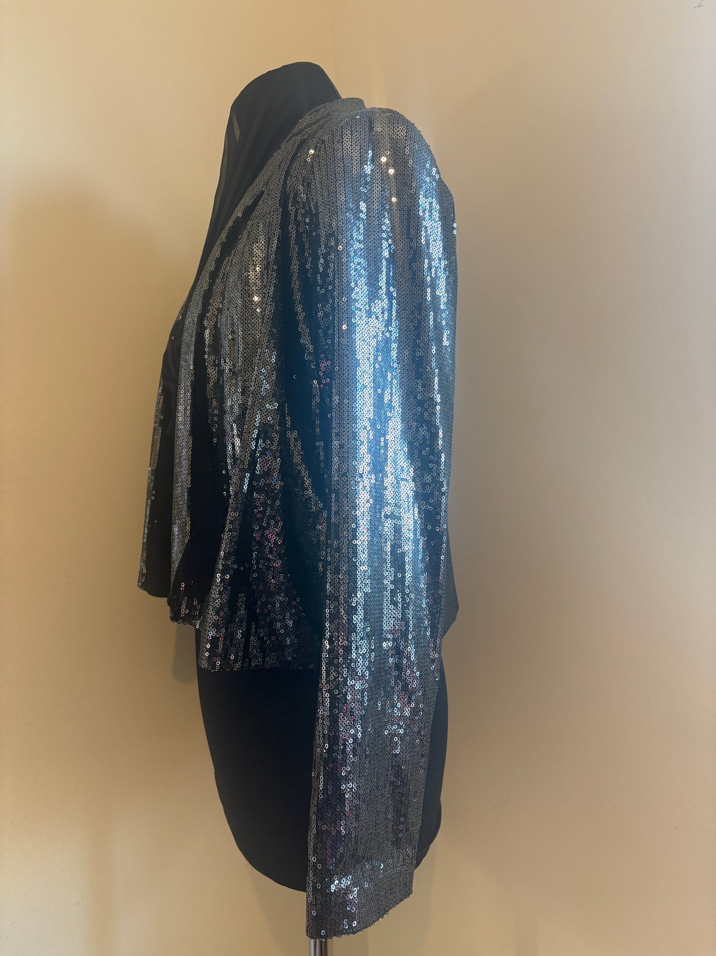 Silver Paraphrase Sequin Cropped Blazer