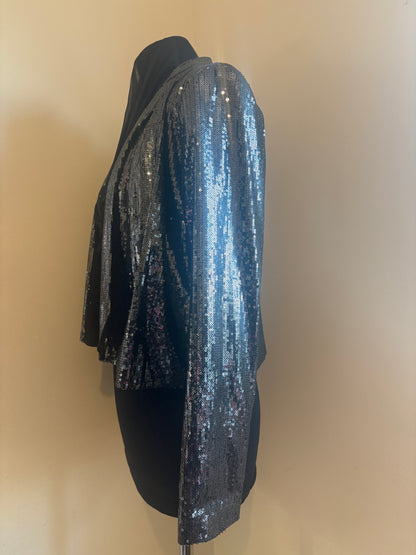 Silver Paraphrase Sequin Cropped Blazer
