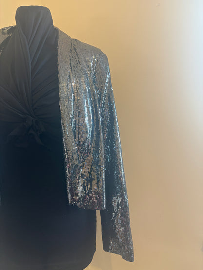 Silver Paraphrase Sequin Cropped Blazer