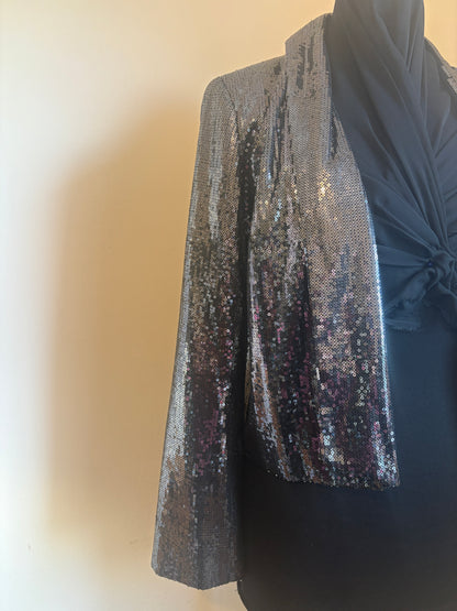 Silver Paraphrase Sequin Cropped Blazer