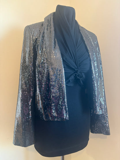 Silver Paraphrase Sequin Cropped Blazer