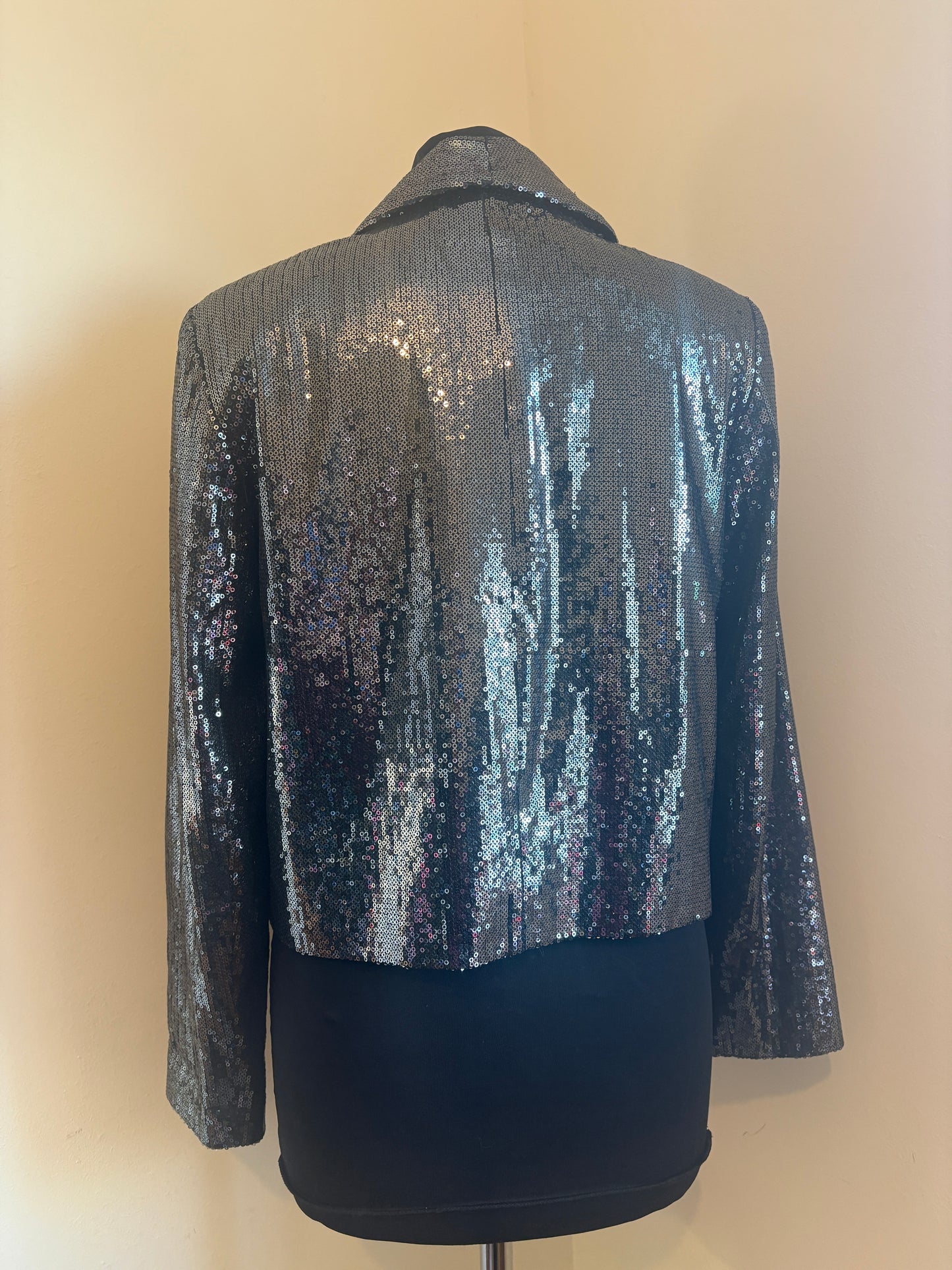 Silver Paraphrase Sequin Cropped Blazer
