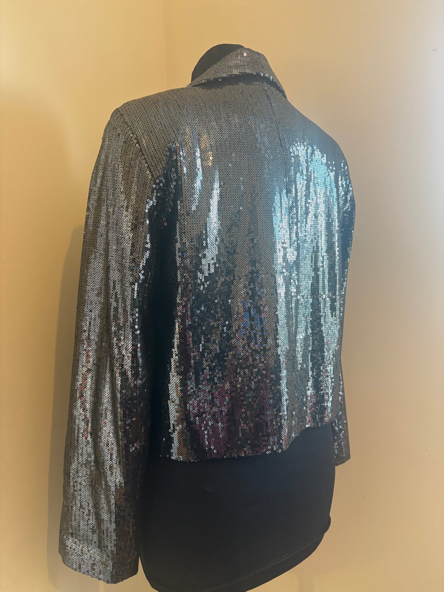 Silver Paraphrase Sequin Cropped Blazer