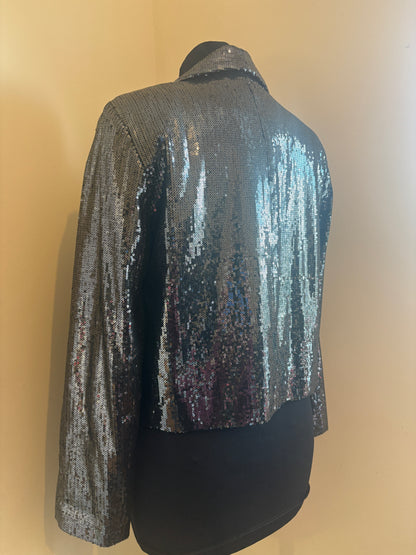 Silver Paraphrase Sequin Cropped Blazer
