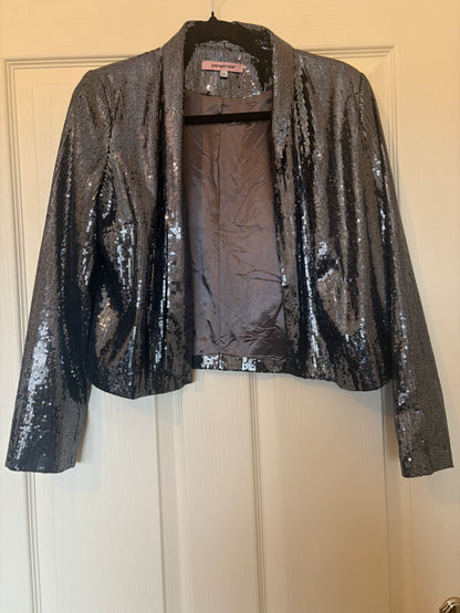 Silver Paraphrase Sequin Cropped Blazer