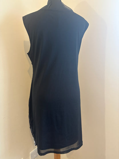 Black Stella Morgan Sequin Feather-Pattern Cocktail Dress